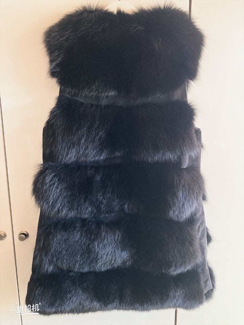 リアルフォックスファーハーフベスト　ブラック2Lサイズ　中古美品