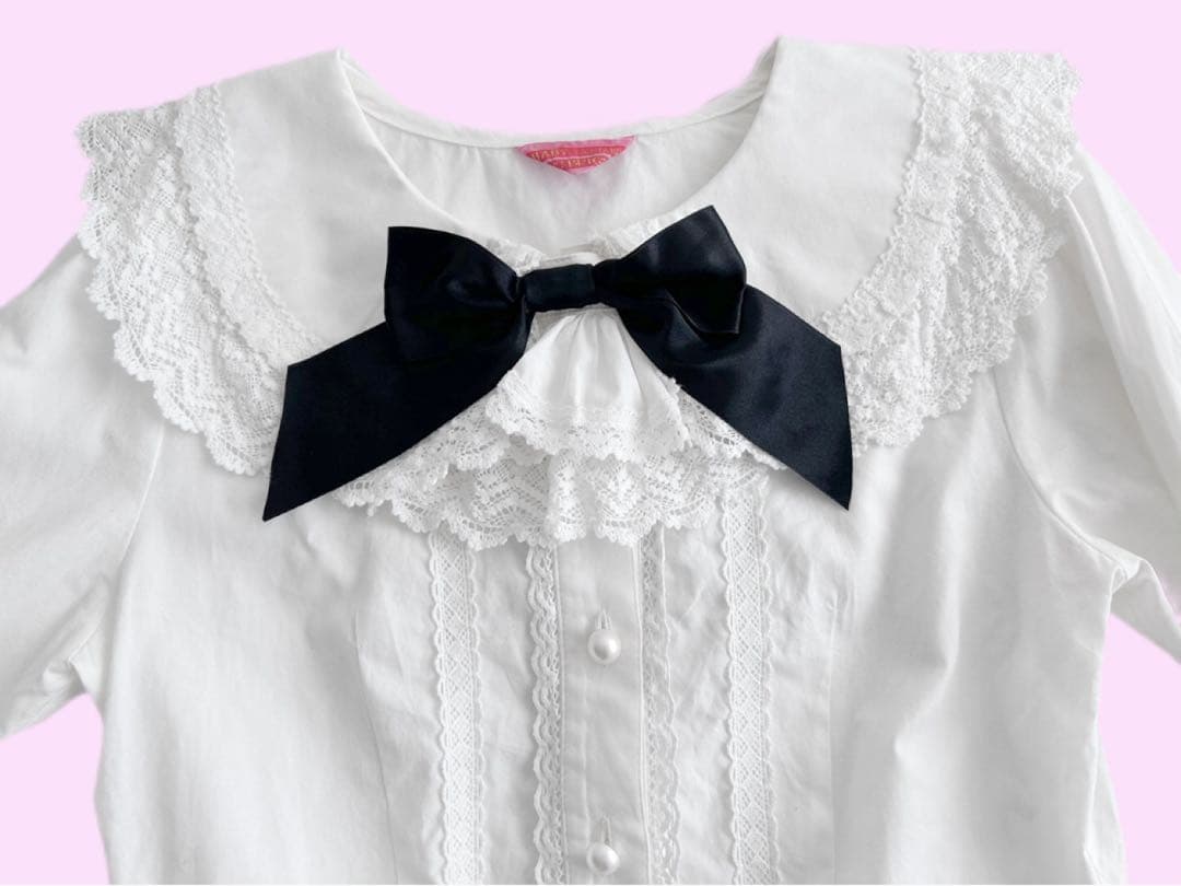BABY Dear Roseフリル衿ブラウス(オフ白×黒)