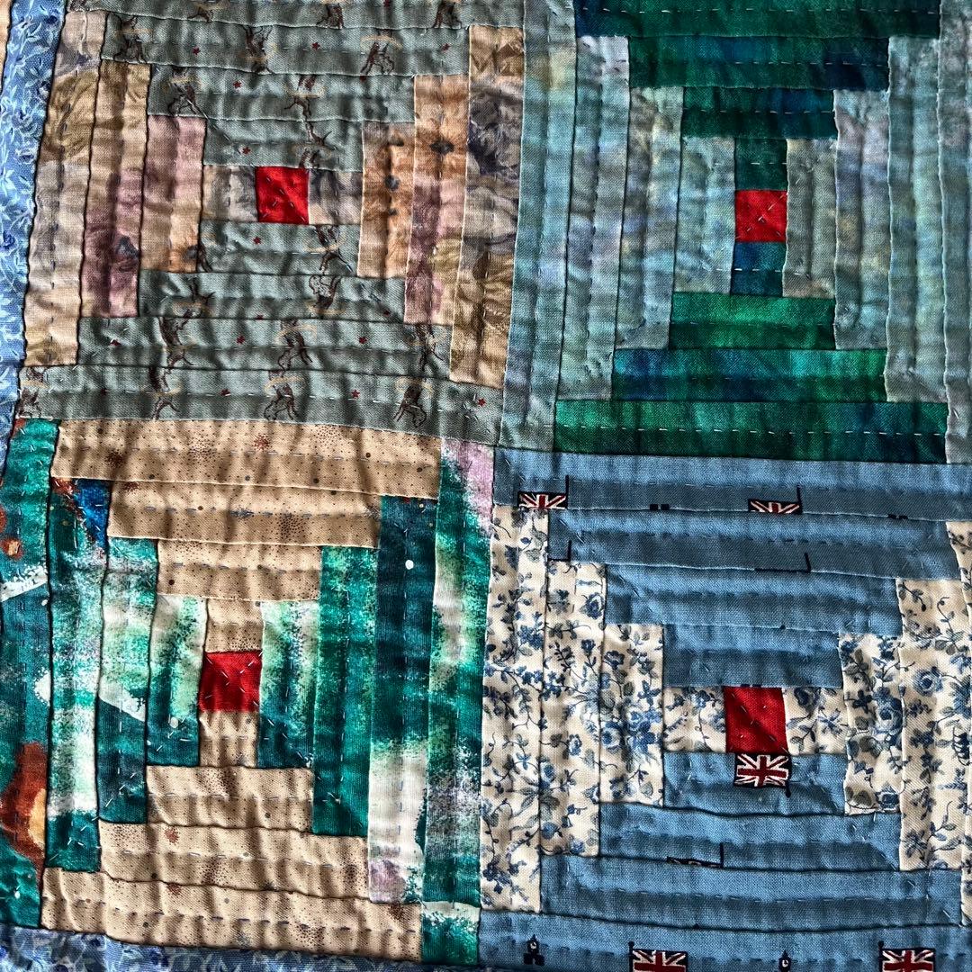 【講師作品】パッチワークキルト ベッドカバー マルチカバー ログキャビン