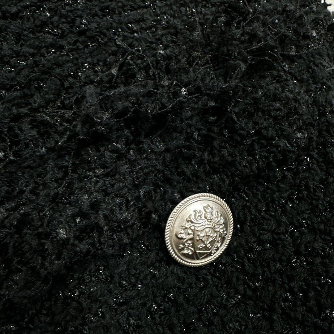 ヴェルメイユ パー イエナ ブークレニットジャガードベスト ジレ　ツイード　黒