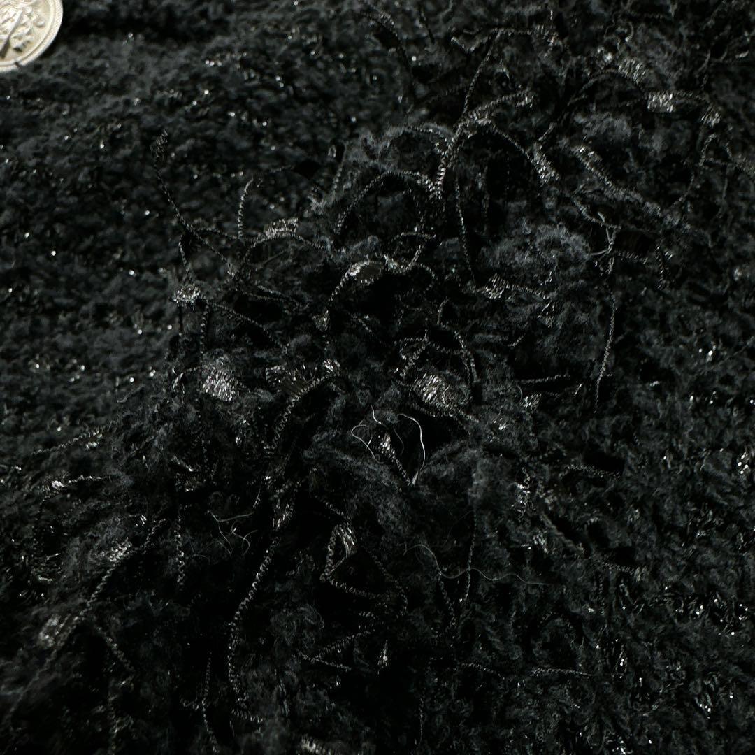 ヴェルメイユ パー イエナ ブークレニットジャガードベスト ジレ　ツイード　黒