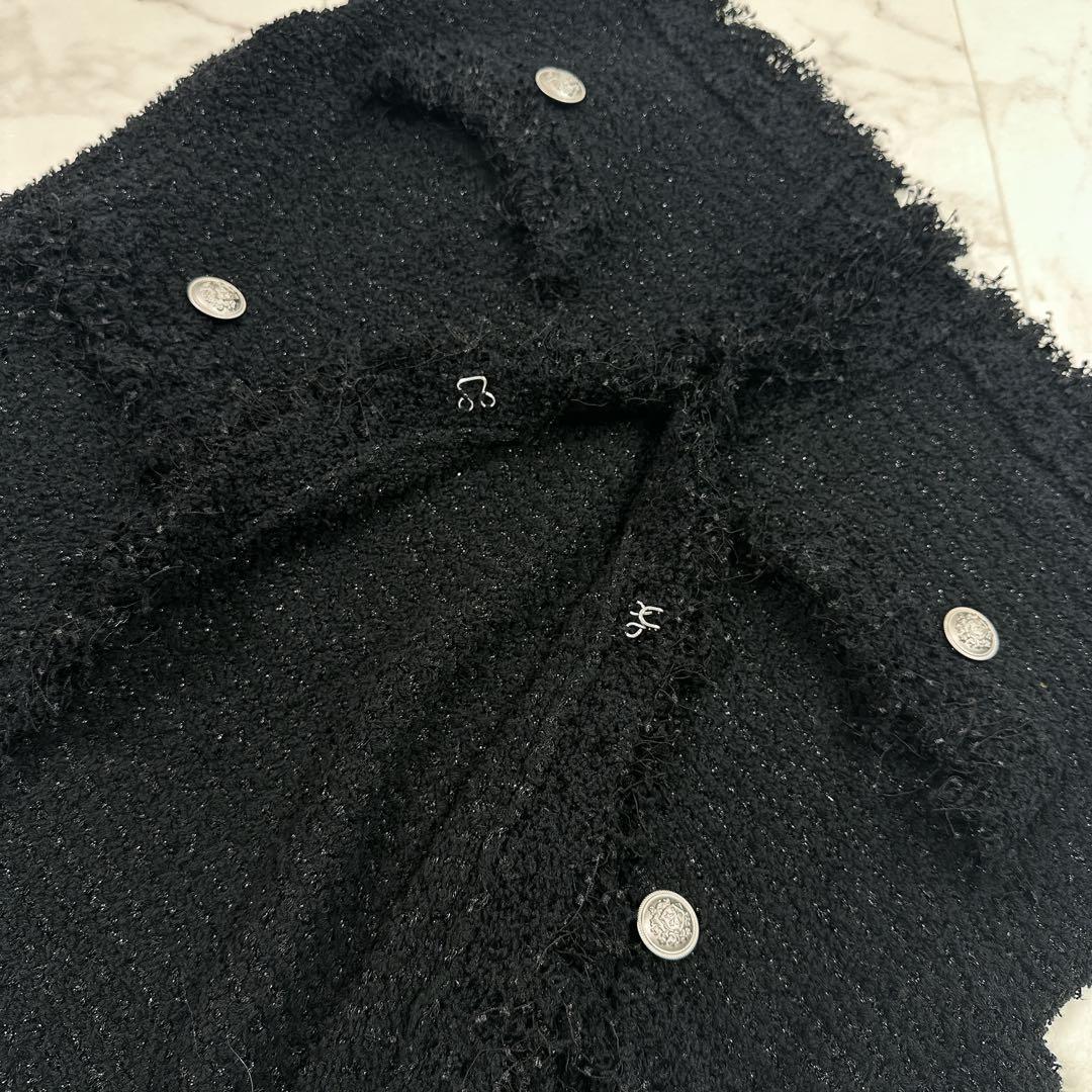 ヴェルメイユ パー イエナ ブークレニットジャガードベスト ジレ　ツイード　黒