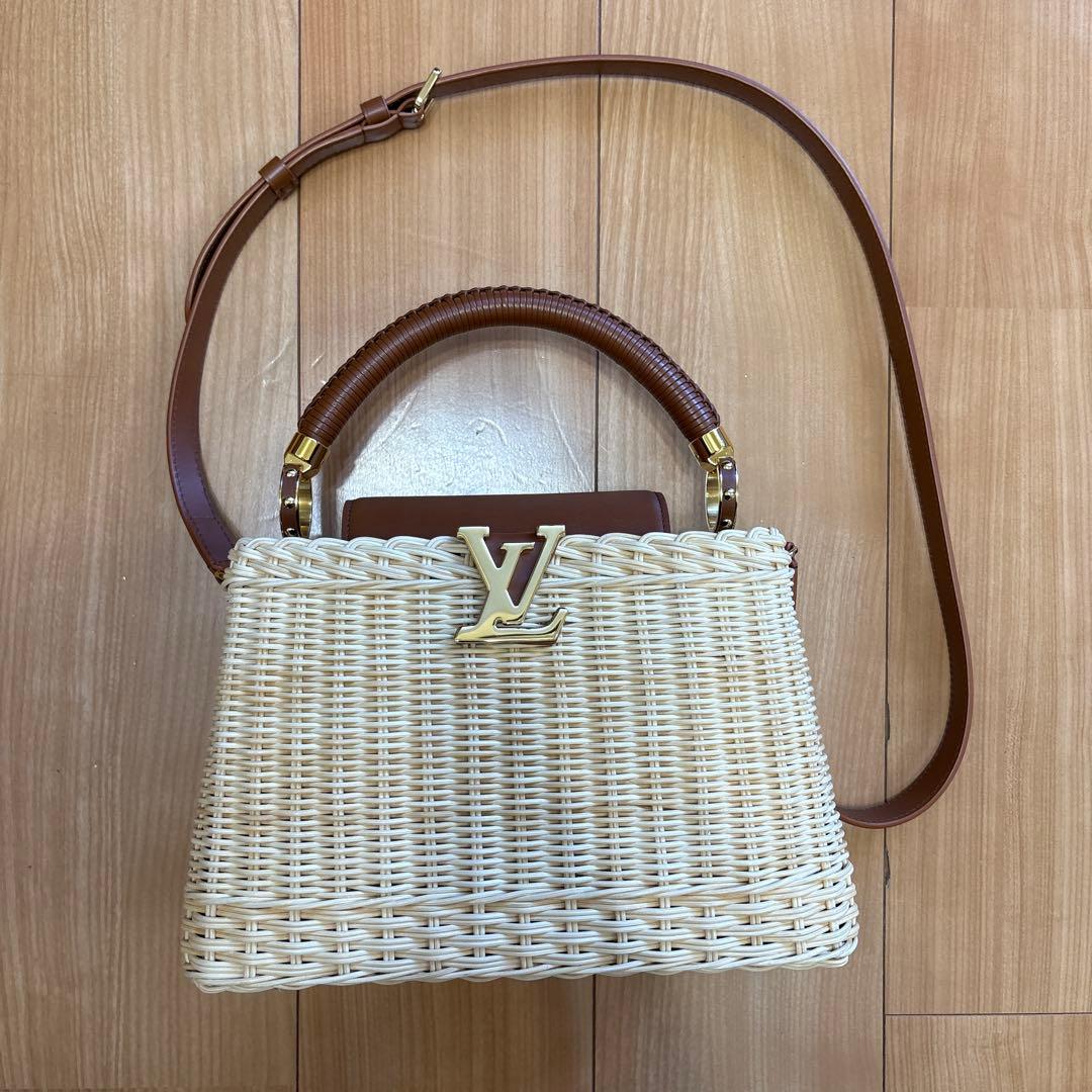 もこ　ルイヴィトン カプシーヌ BB ラタン　カゴバッグ