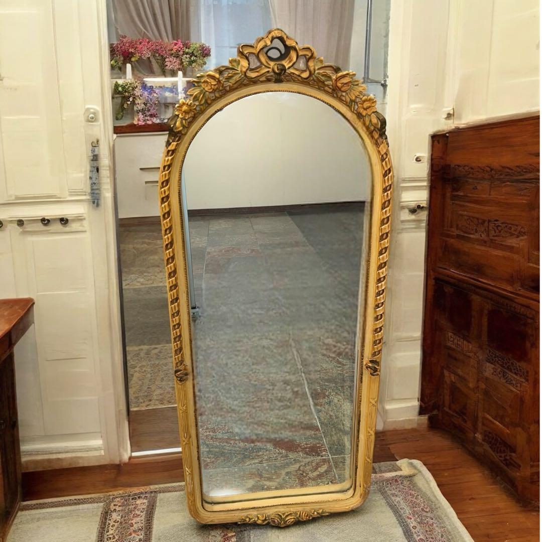 アンティーク調 スタンドミラー 姿見 全身鏡 インテリア 美品　西洋　鏡　ミラー