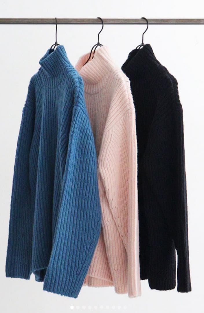 美品✨オーラリー　ウールキャメル モックネック リブニットプルオーバー