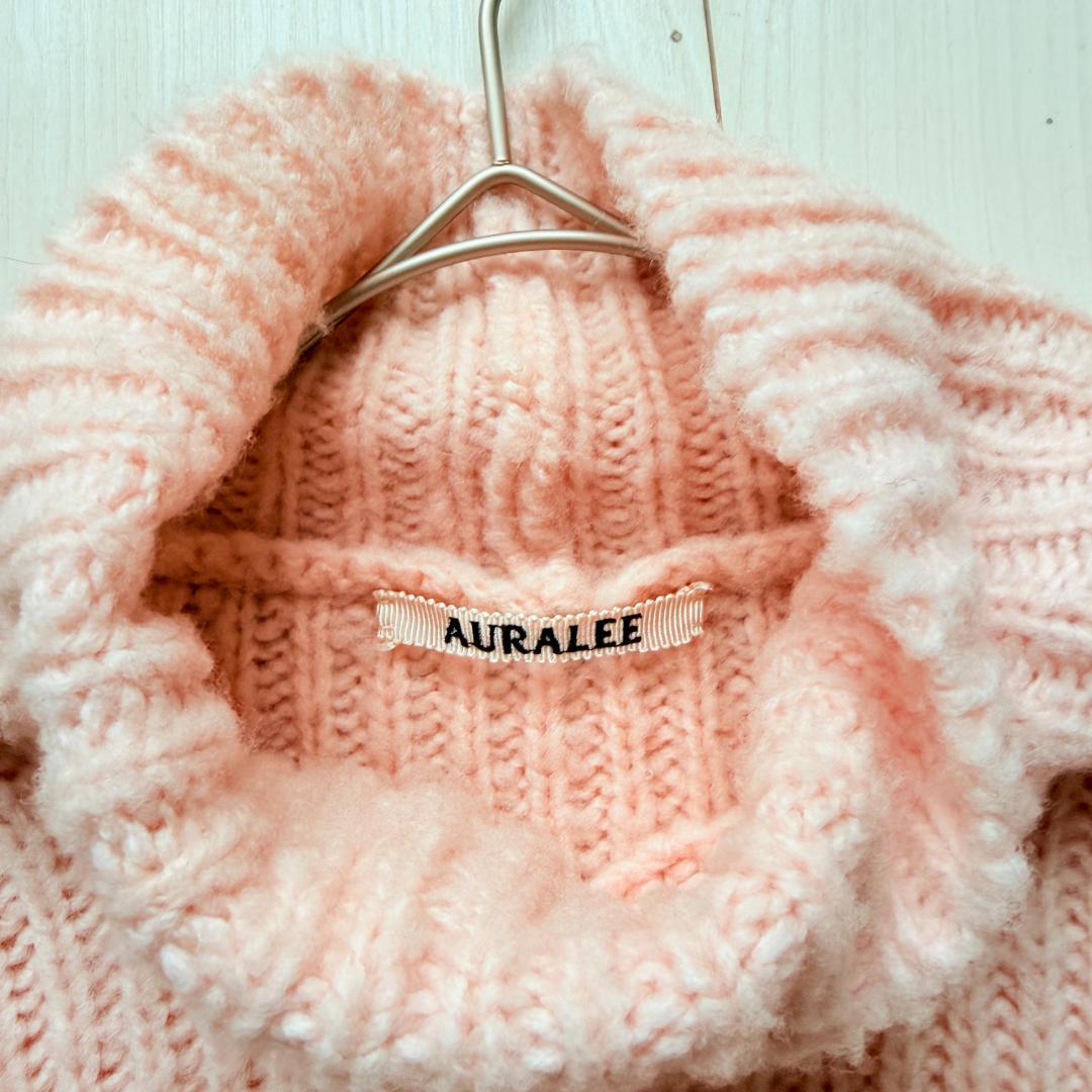 美品✨オーラリー　ウールキャメル モックネック リブニットプルオーバー