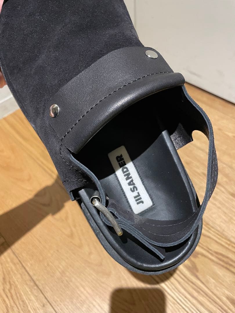 ジルサンダー サンダル 42 SUEDE REVERSED ブラック 厚底 黒