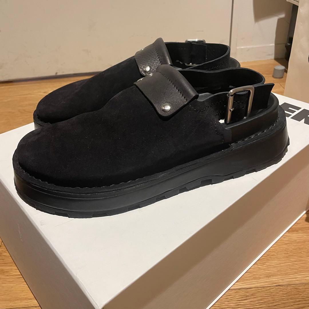 ジルサンダー サンダル 42 SUEDE REVERSED ブラック 厚底 黒