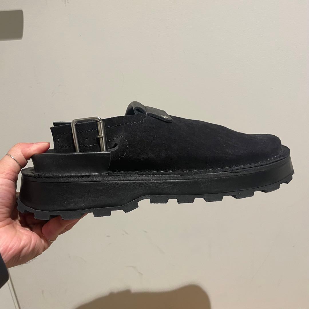 ジルサンダー サンダル 42 SUEDE REVERSED ブラック 厚底 黒