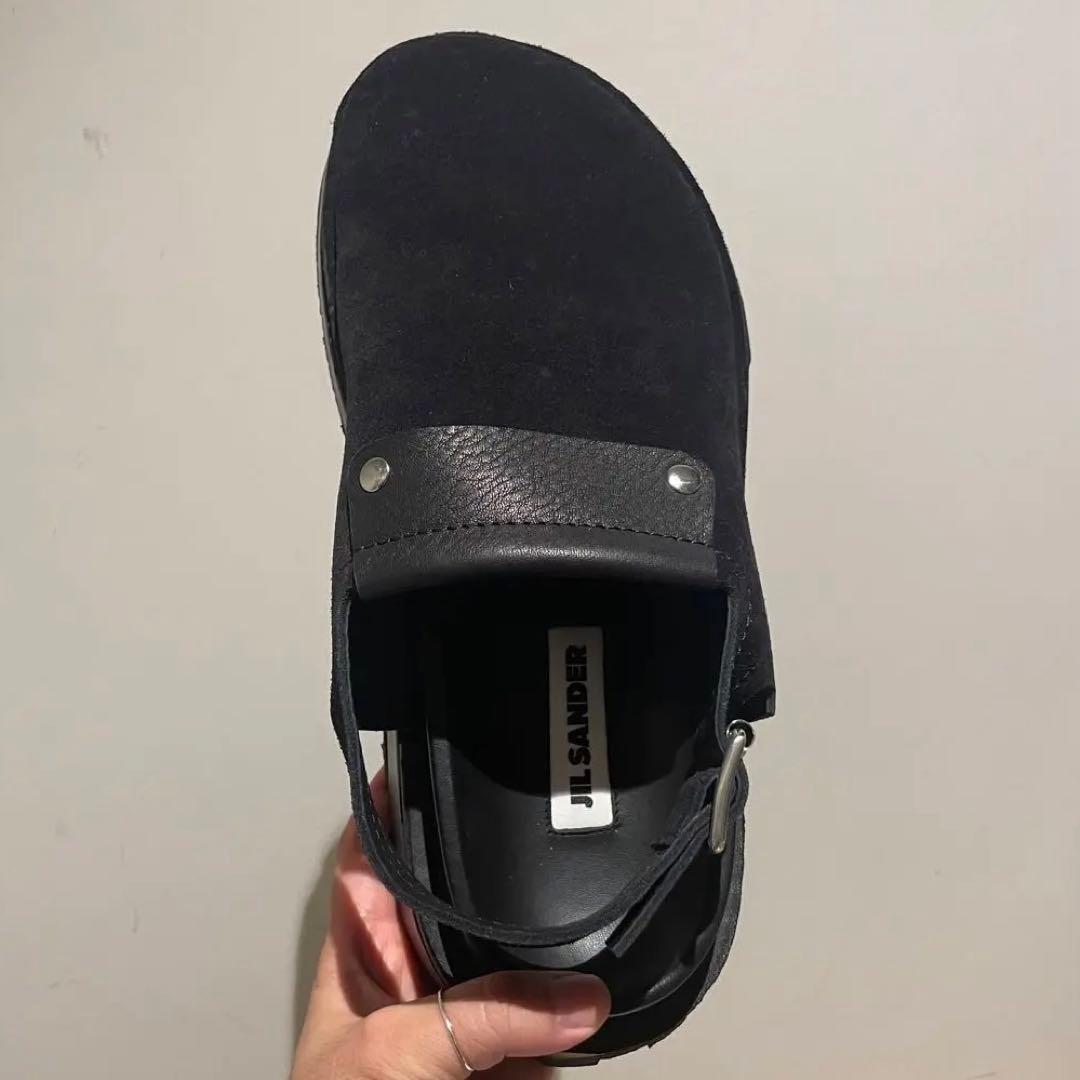 ジルサンダー サンダル 42 SUEDE REVERSED ブラック 厚底 黒