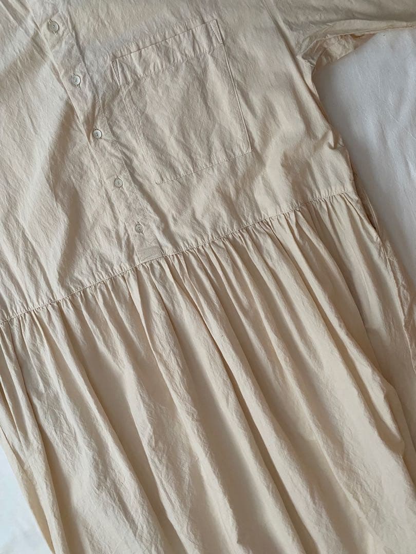 美品nestRobeネストローブ コットンラミー切り替えシャツワンピース