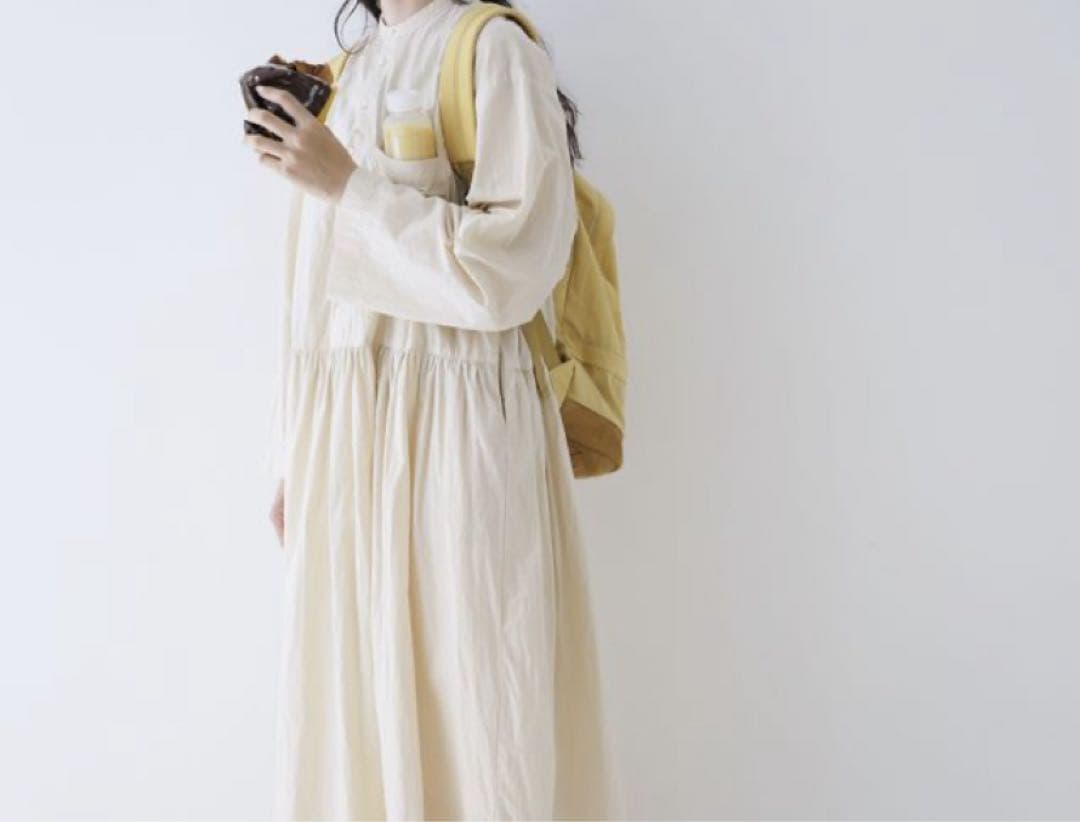 美品nestRobeネストローブ コットンラミー切り替えシャツワンピース