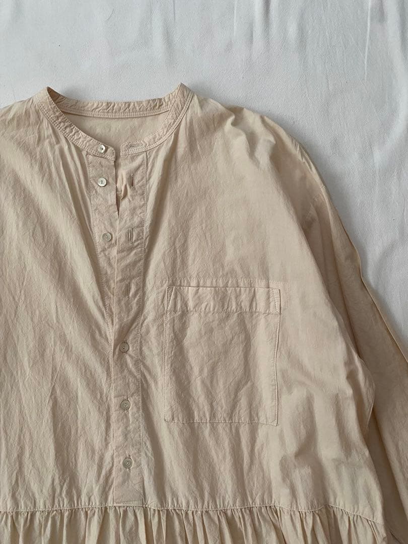 美品nestRobeネストローブ コットンラミー切り替えシャツワンピース