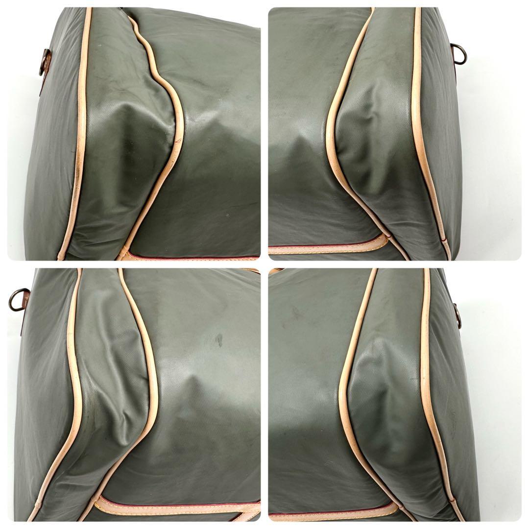 【特大】ハンティングワールド ボストンバッグ バチュークロス 外ポケットカーキ