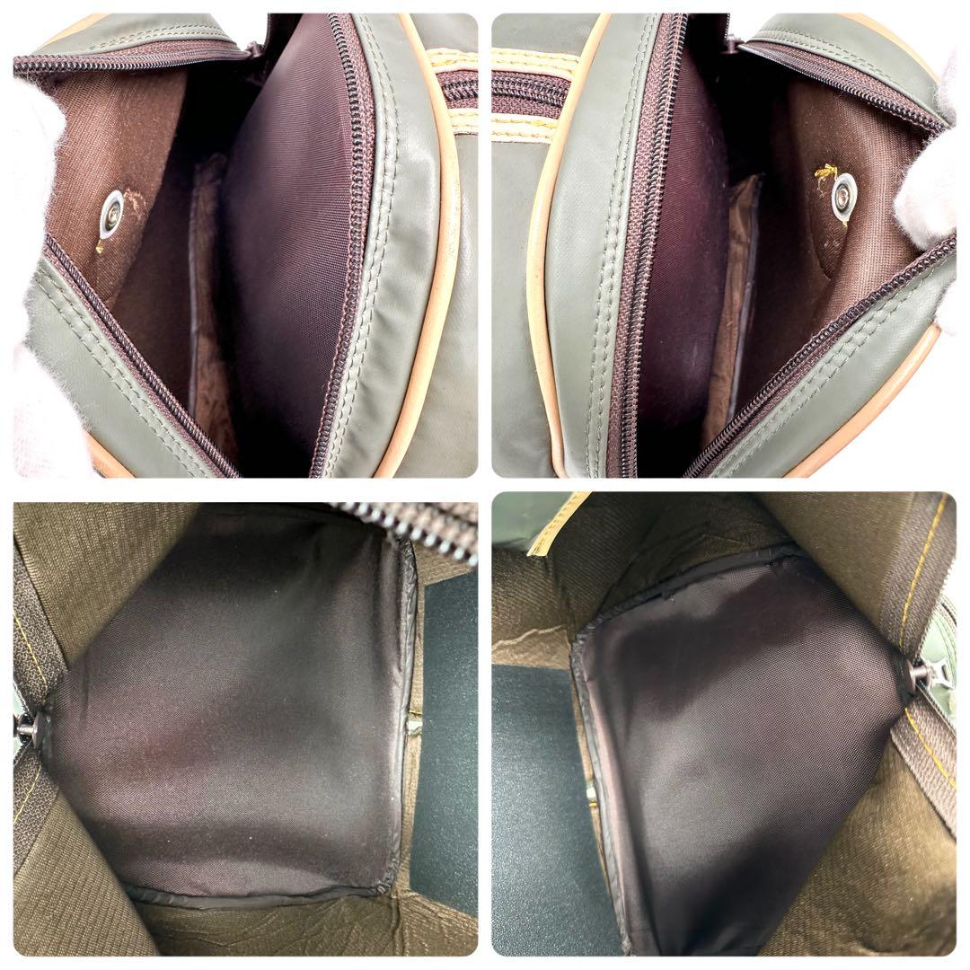 【特大】ハンティングワールド ボストンバッグ バチュークロス 外ポケットカーキ