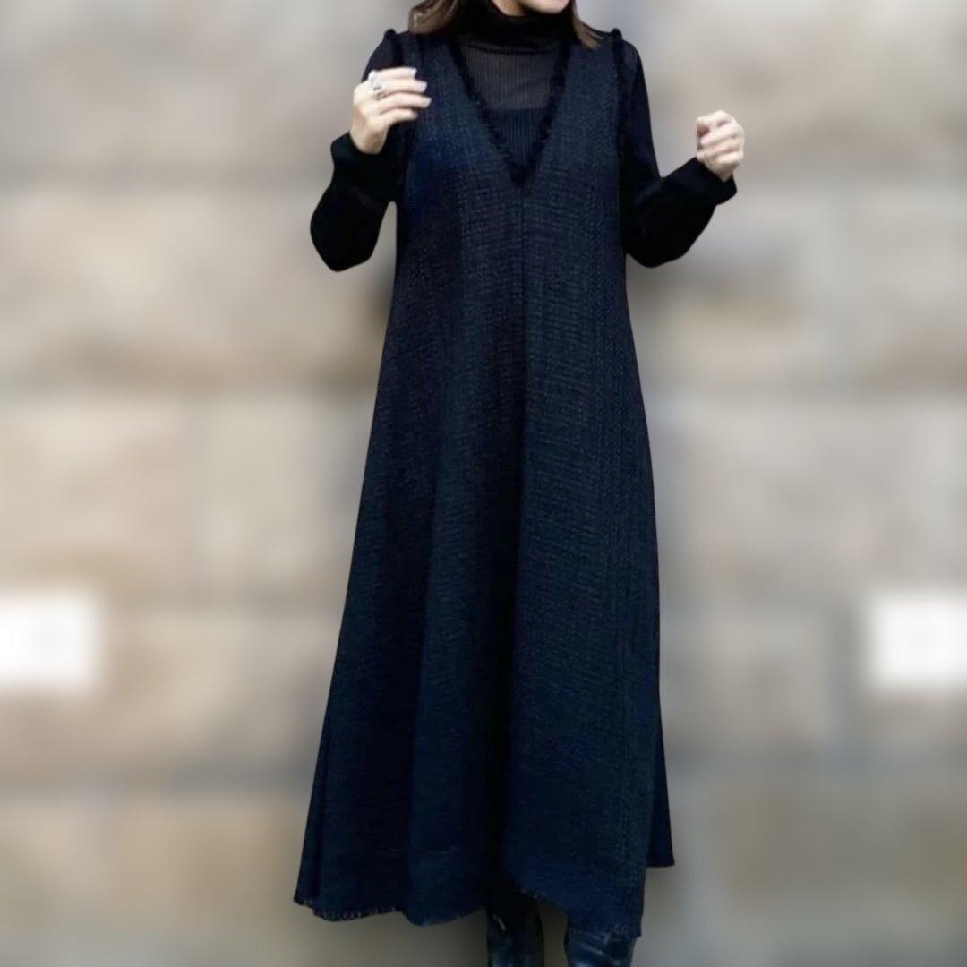 2023✨グレースコンチネンタル ロングワンピース ツイードフレアワンピース M