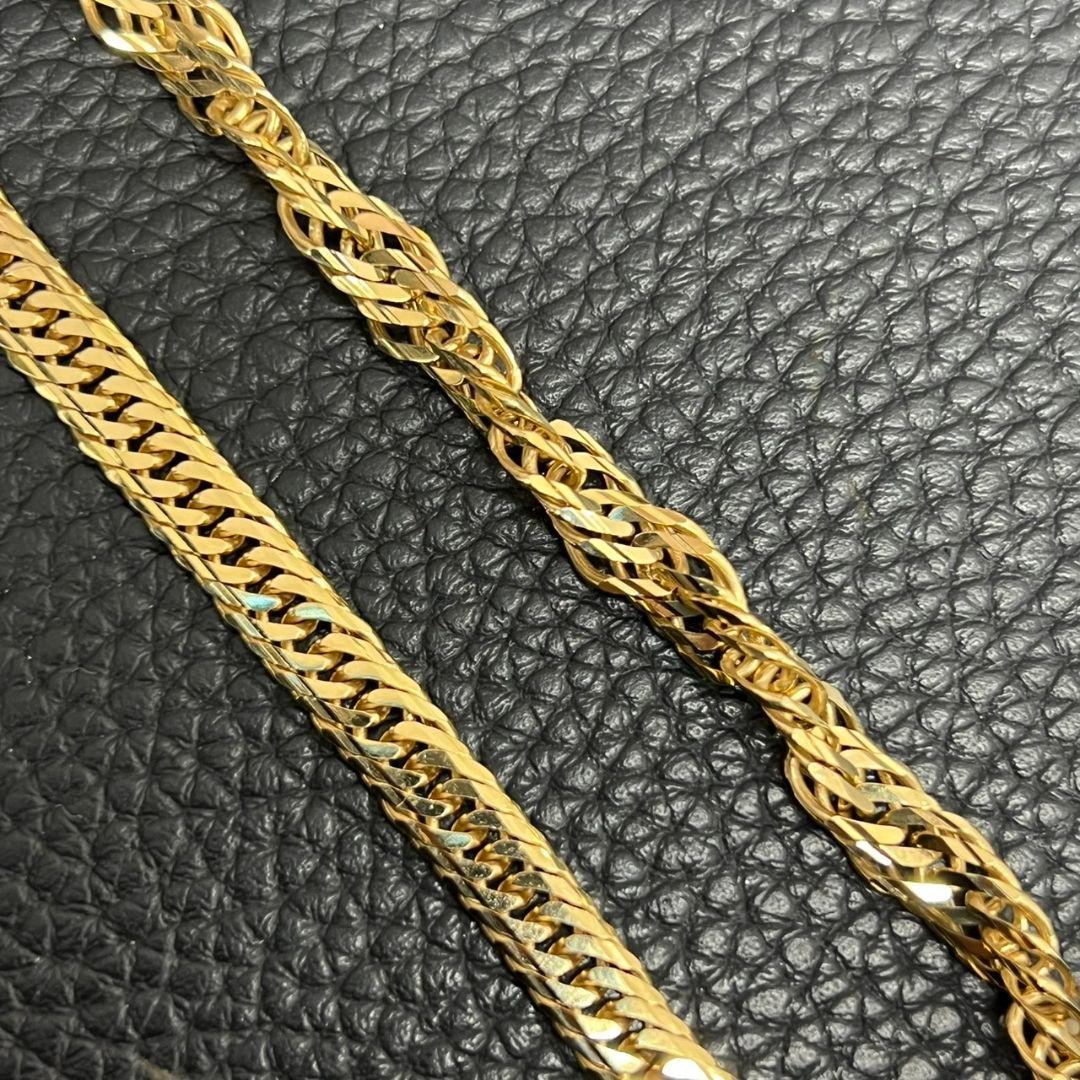 (B020606)K18 チェーン YG 喜平Mカットトリプル ホールマーク