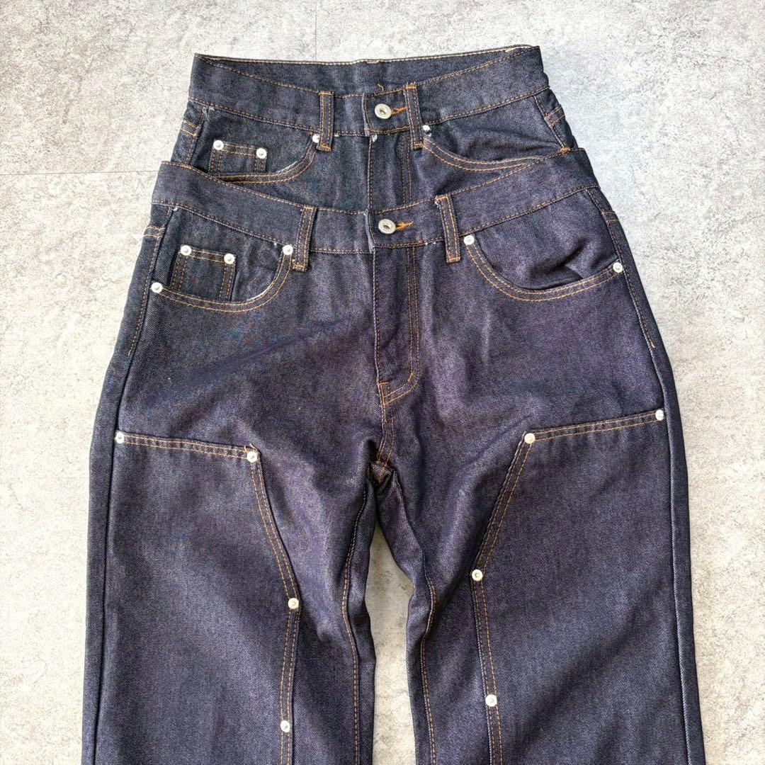 00s【archive】ダブルウエストデニムパンツ/Y2K/opium/ギミック