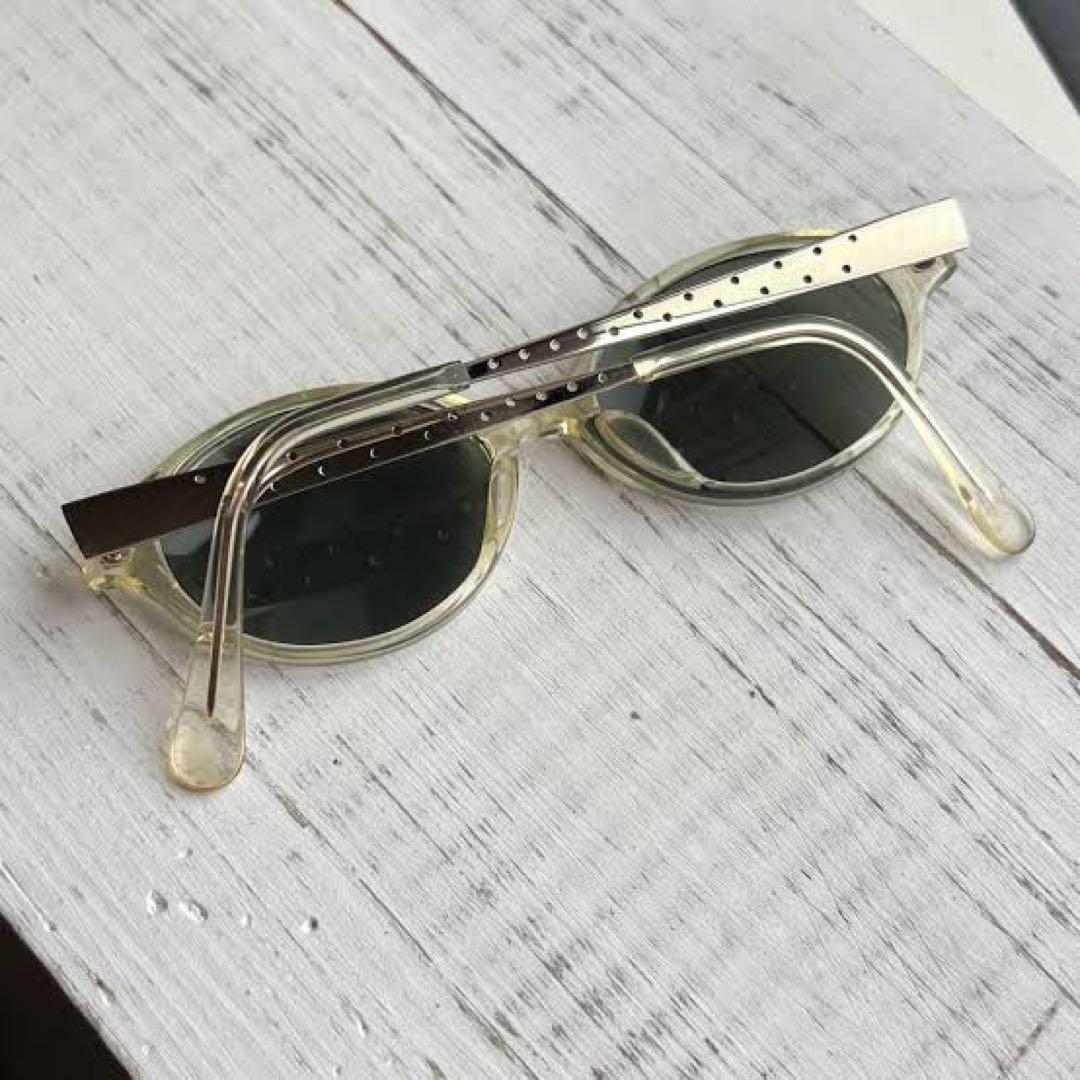 issey miyake オーバル型クリアフレームサングラス