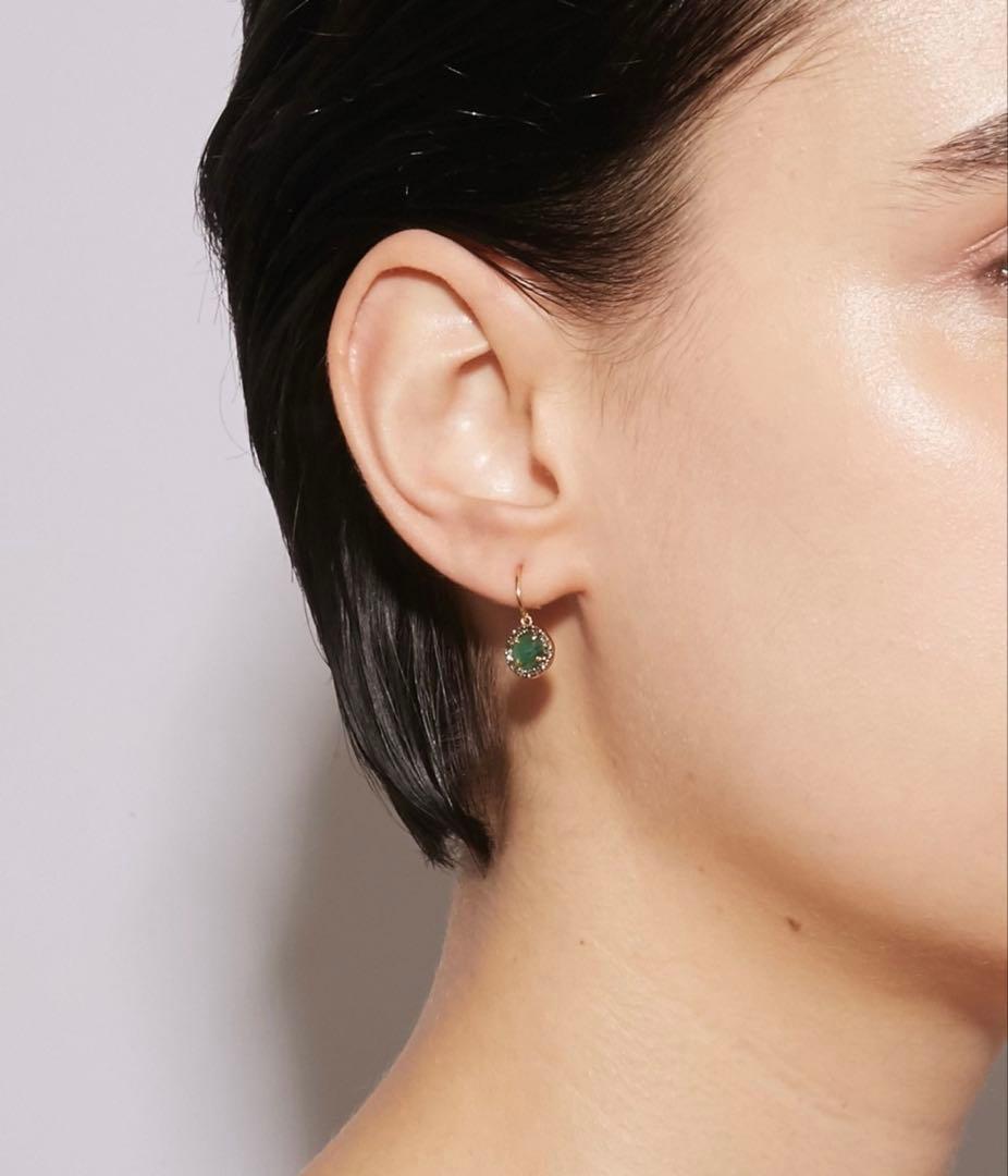 ARTIDA OUD エメラルド パヴェダイヤモンド ドロップ シングル ピアス