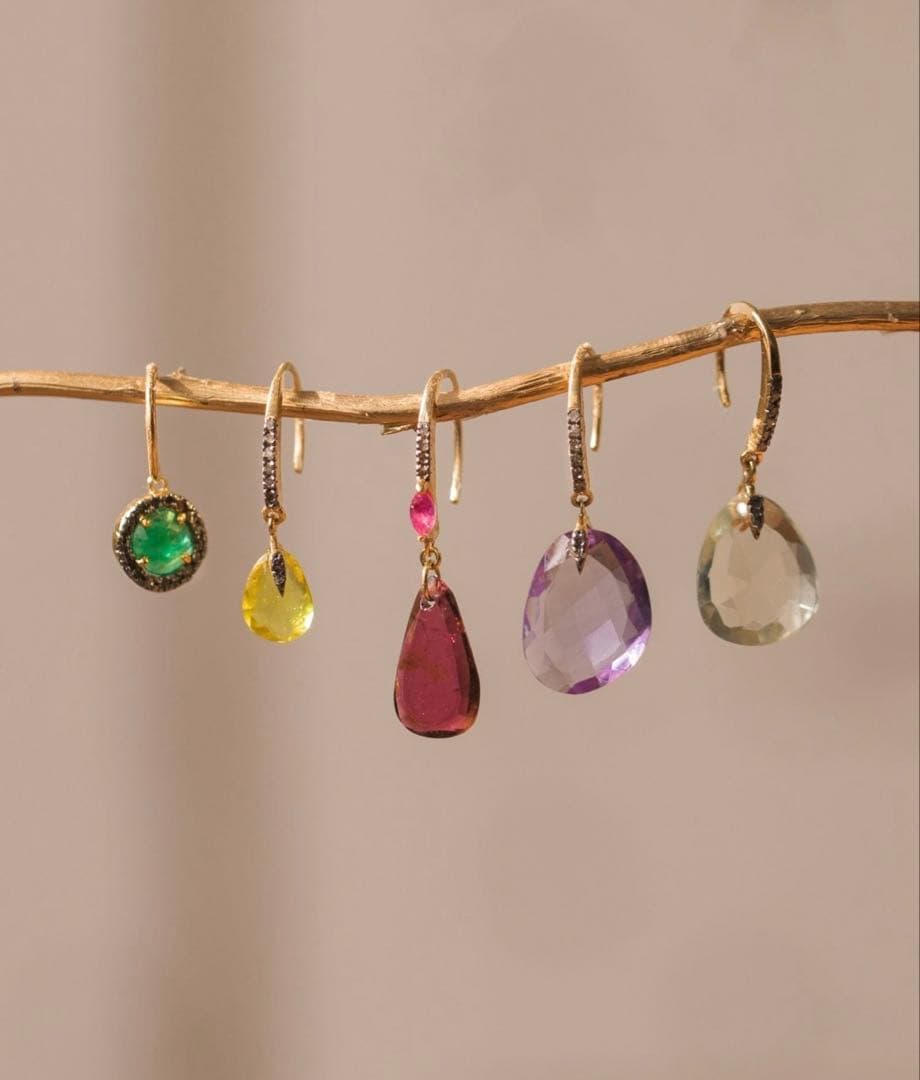 ARTIDA OUD エメラルド パヴェダイヤモンド ドロップ シングル ピアス