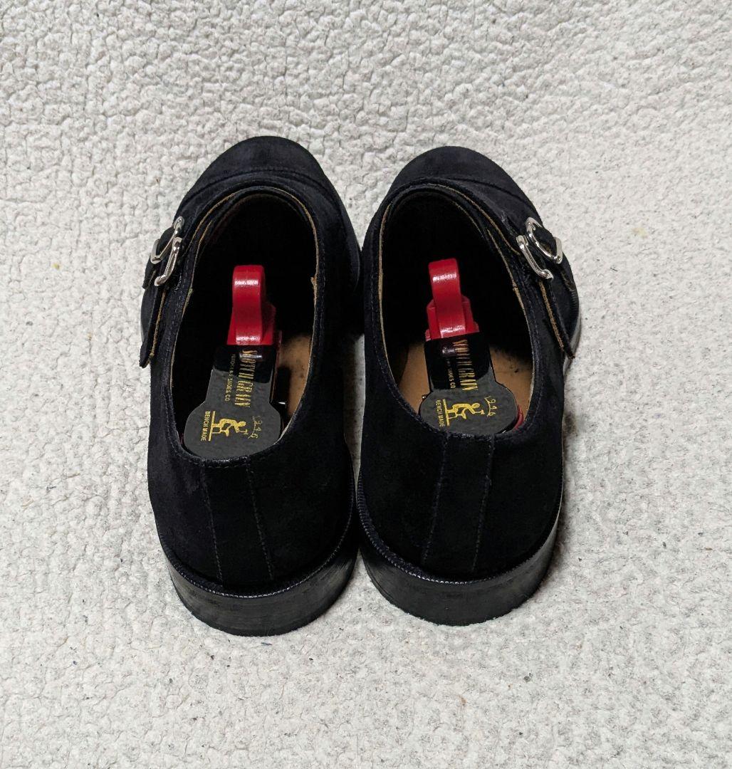 DOUCAL'S黒 スエード ダブルモンクストラップシューズ