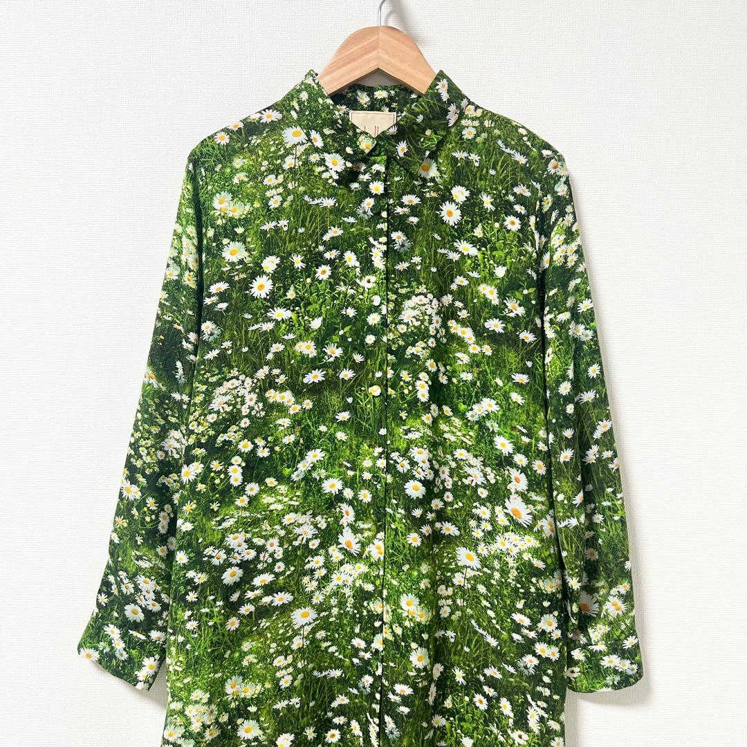 シビラ　カモミールフラワープリントシャツドレス　　　花柄ワンピース　グリーン　M
