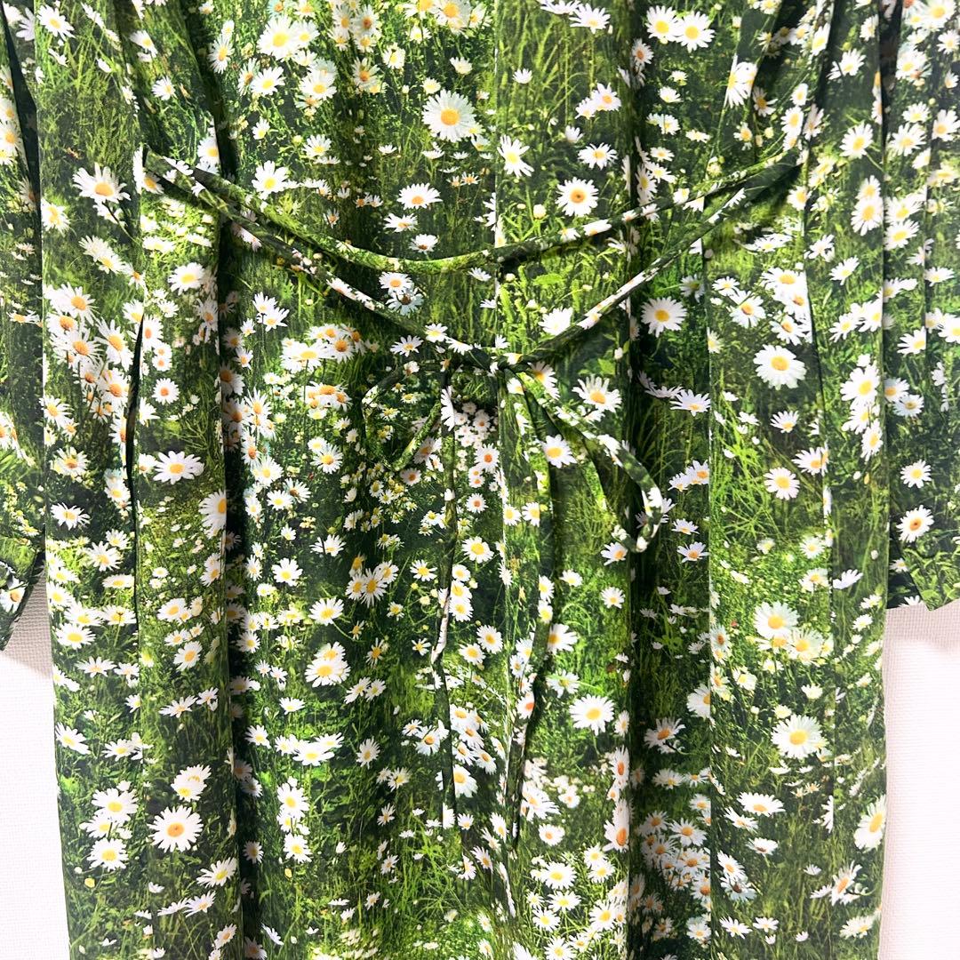 シビラ　カモミールフラワープリントシャツドレス　　　花柄ワンピース　グリーン　M