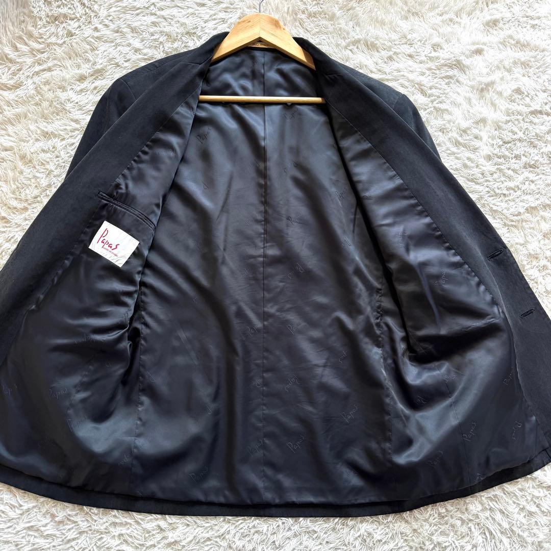 美品　パパス　テーラードジャケット　シルク100％　黒　ブラック　BLACK M