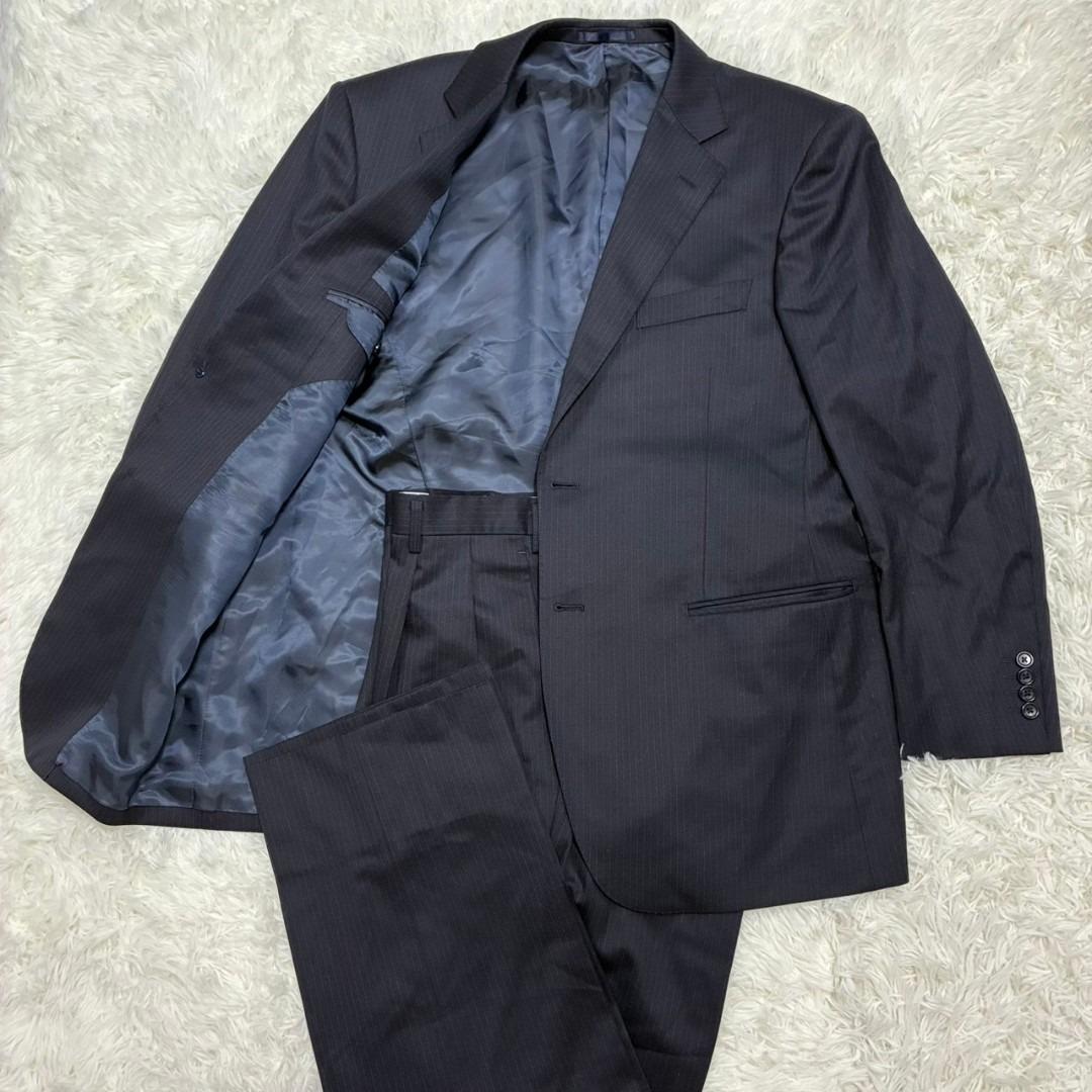 極美品 REGAL セットアップ テーラードジャケット ウール ストライプ 紺