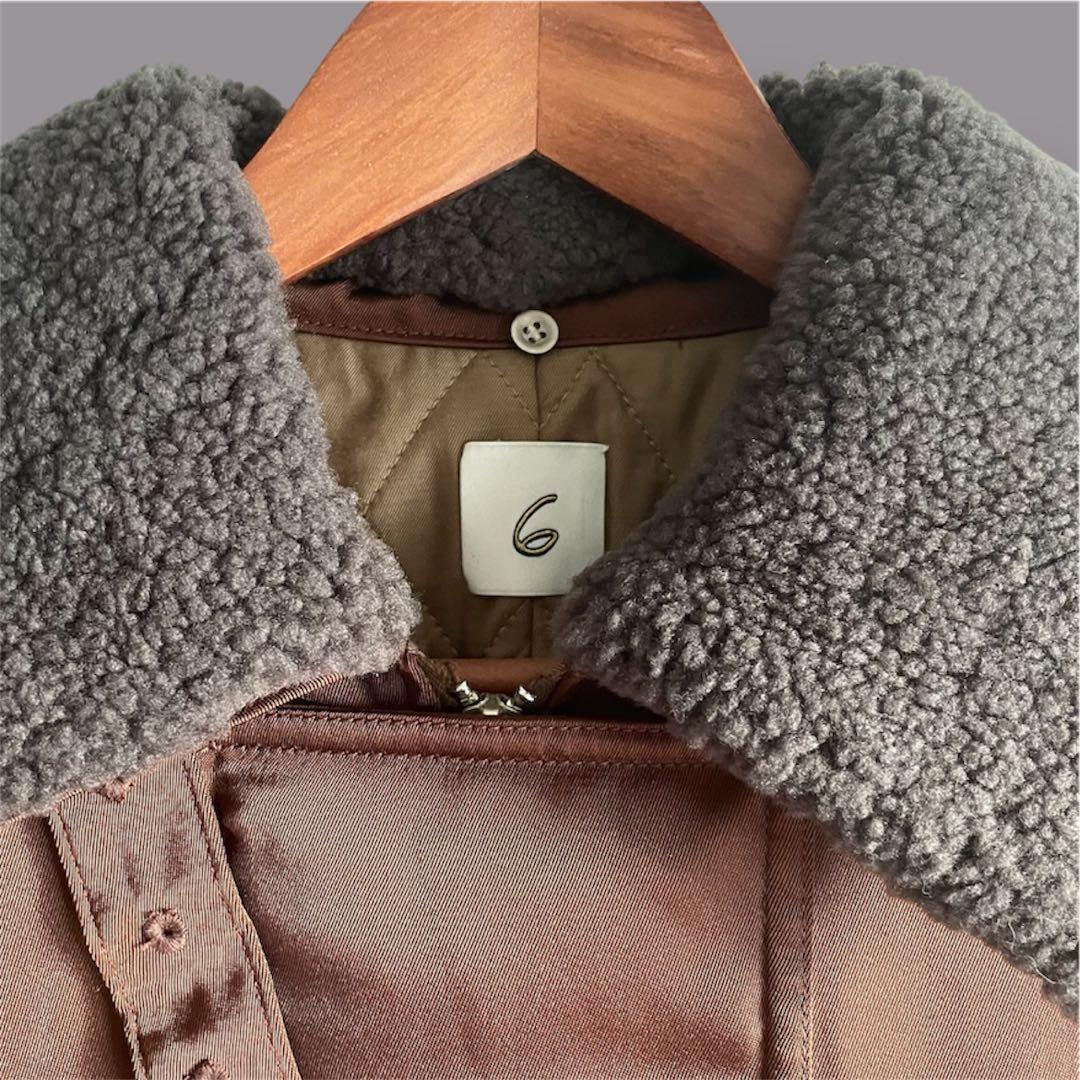 ジャケット・アウター 6(ROKU) BOA COLLAR ZIP COAT B