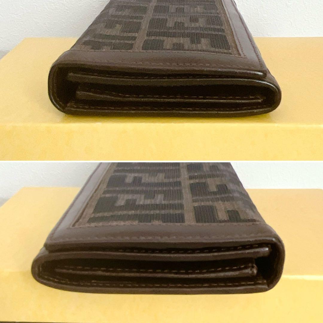美品✨FENDI 長財布 ズッカ キャンバス FF ロゴ レザー ブラウン