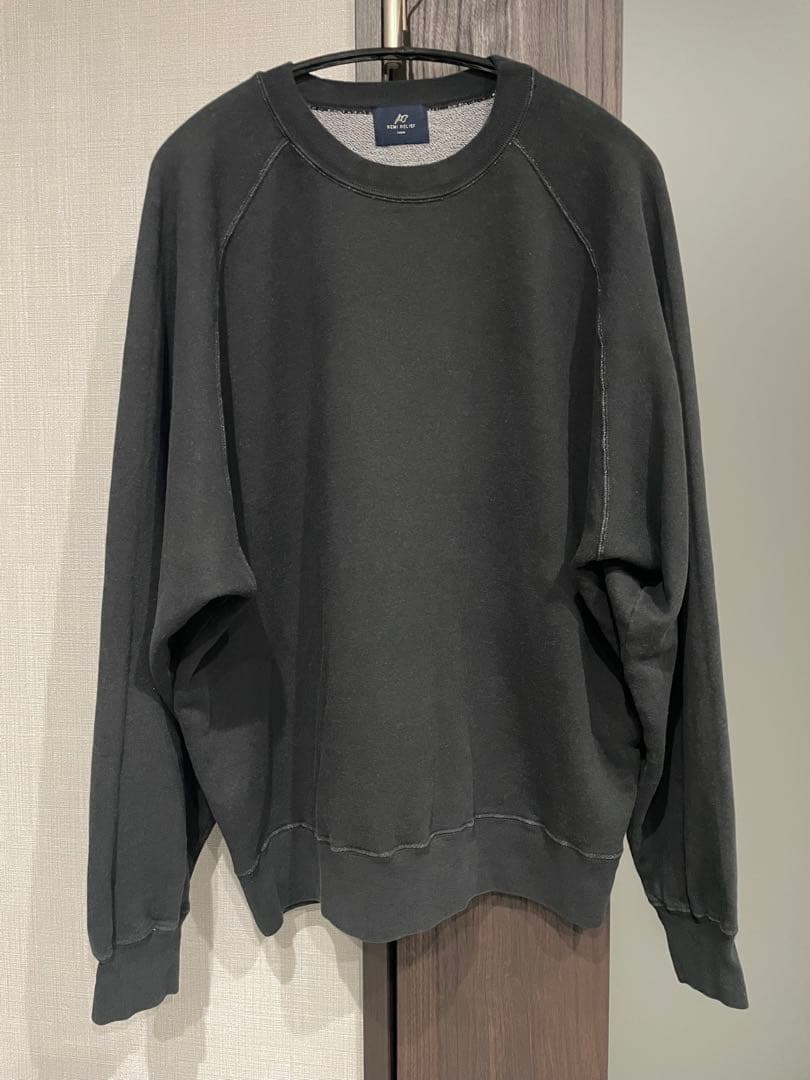 REMI RELIEF NAVY LABEL 綿アクリル裏毛ラグランクルー