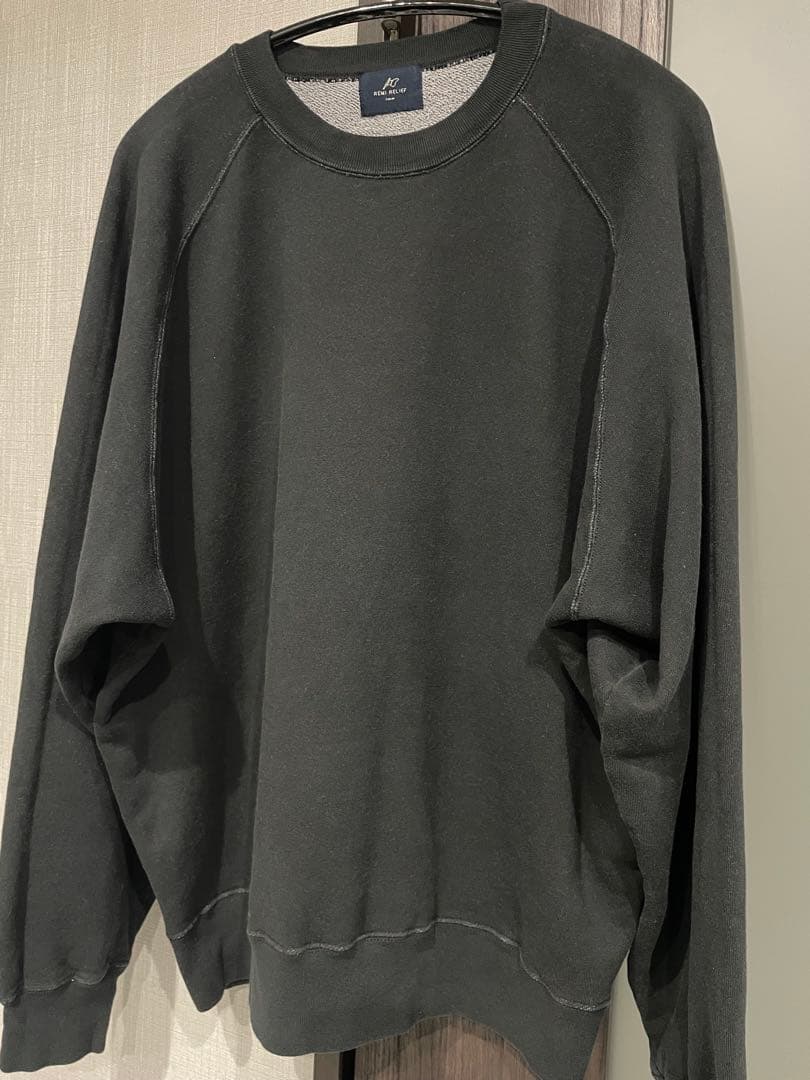 REMI RELIEF NAVY LABEL 綿アクリル裏毛ラグランクルー