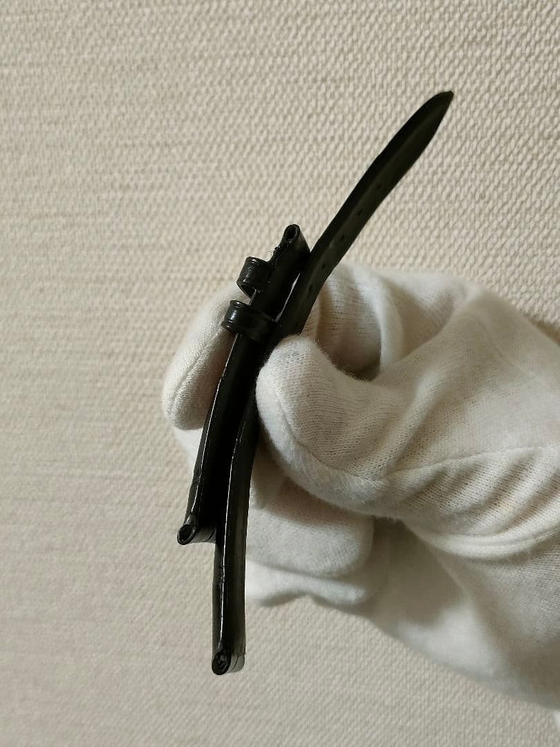 極美品カシス マットアリゲーター ベルト 時計 黒 19mm-16mm 裏ラバー