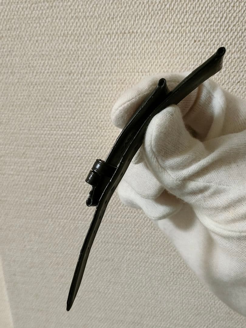 極美品カシス マットアリゲーター ベルト 時計 黒 19mm-16mm 裏ラバー