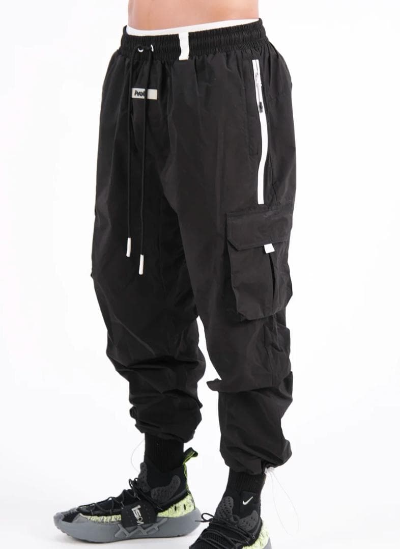 【防水・防風】PVOT プレミアム ナイロンパンツ ブラックカーゴパンツ