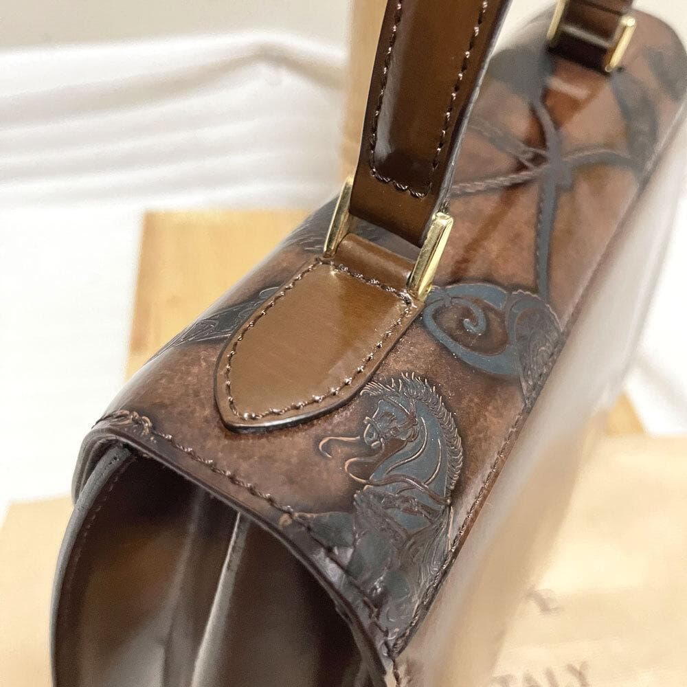 クリスチャン フローレンス 馬柄 ハンドバッグ レザー イタリア製 齋藤飛鳥