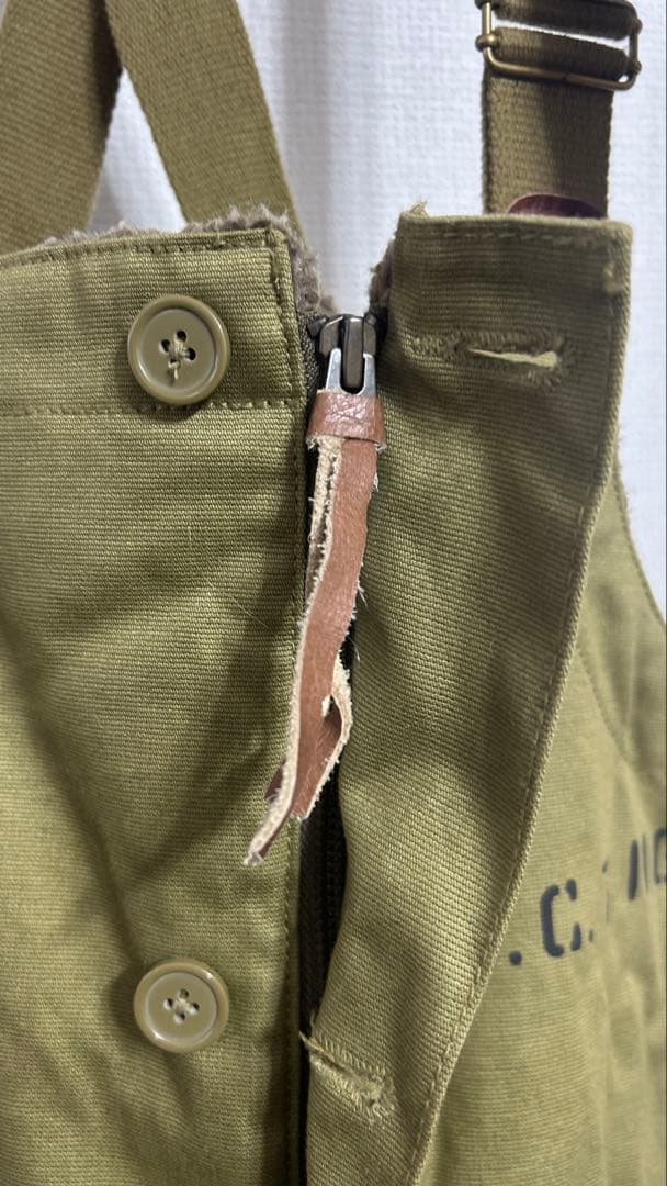 UNCROWD アンクラウド オーバーオール デッキパンツ オリーブ色 38