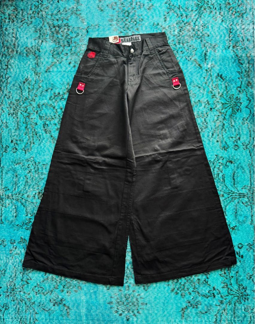 80s NOS \"stuka\" rave pants BLACK × RED