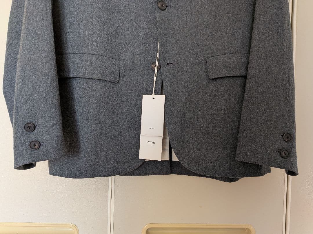 ジャケット・アウター ATON SHRINK FLANNEL JACKET 02 GRAY