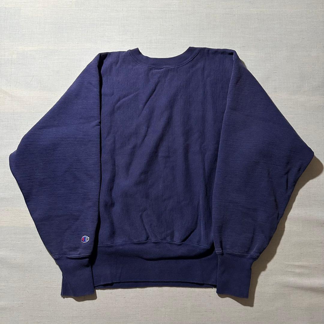 90s USA製 チャンピオン リバースウィーブ 茄子紺 ワンポイント プレーン
