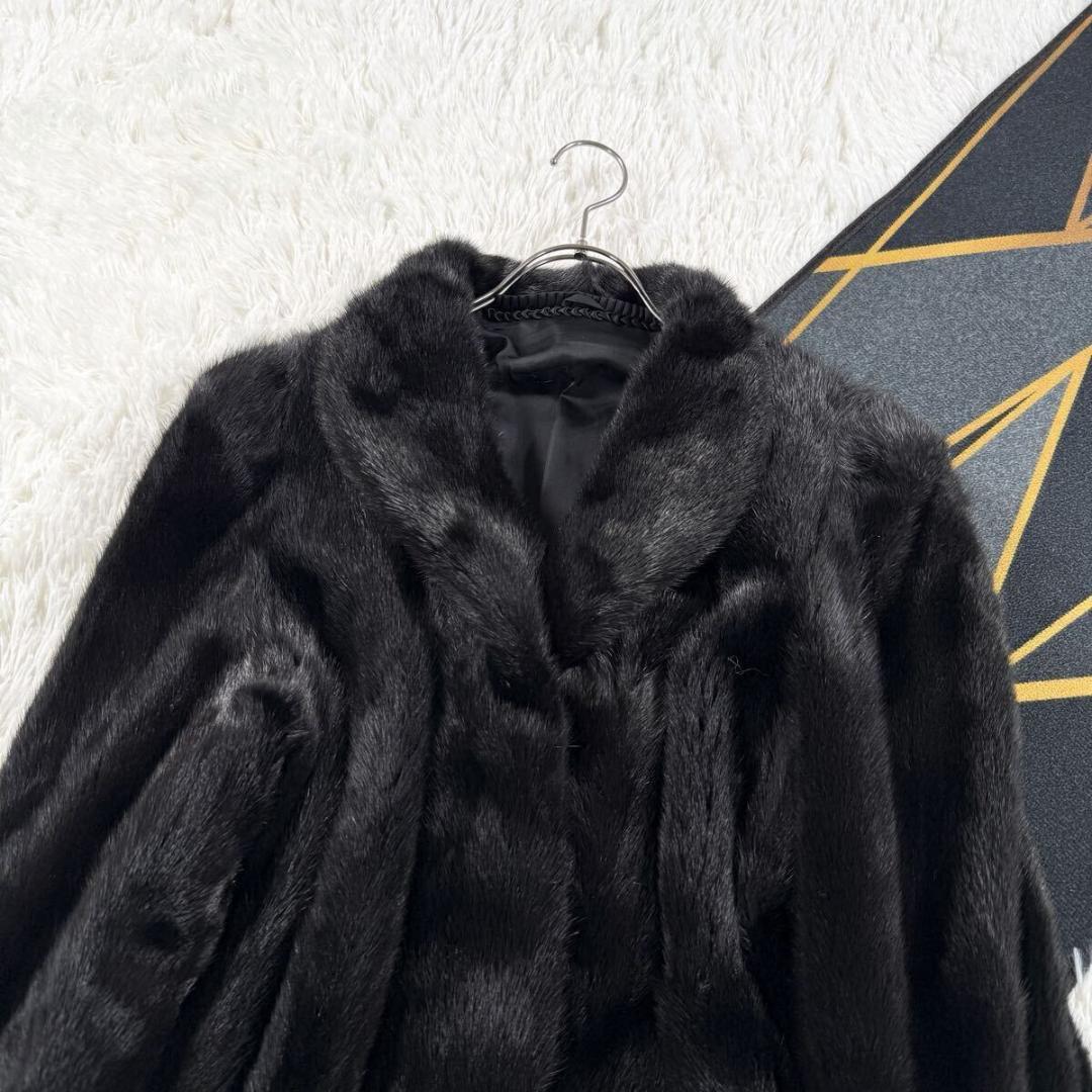 美品 総丈113㎝ サガミンク ブラックミンク コート XL ロング AA190