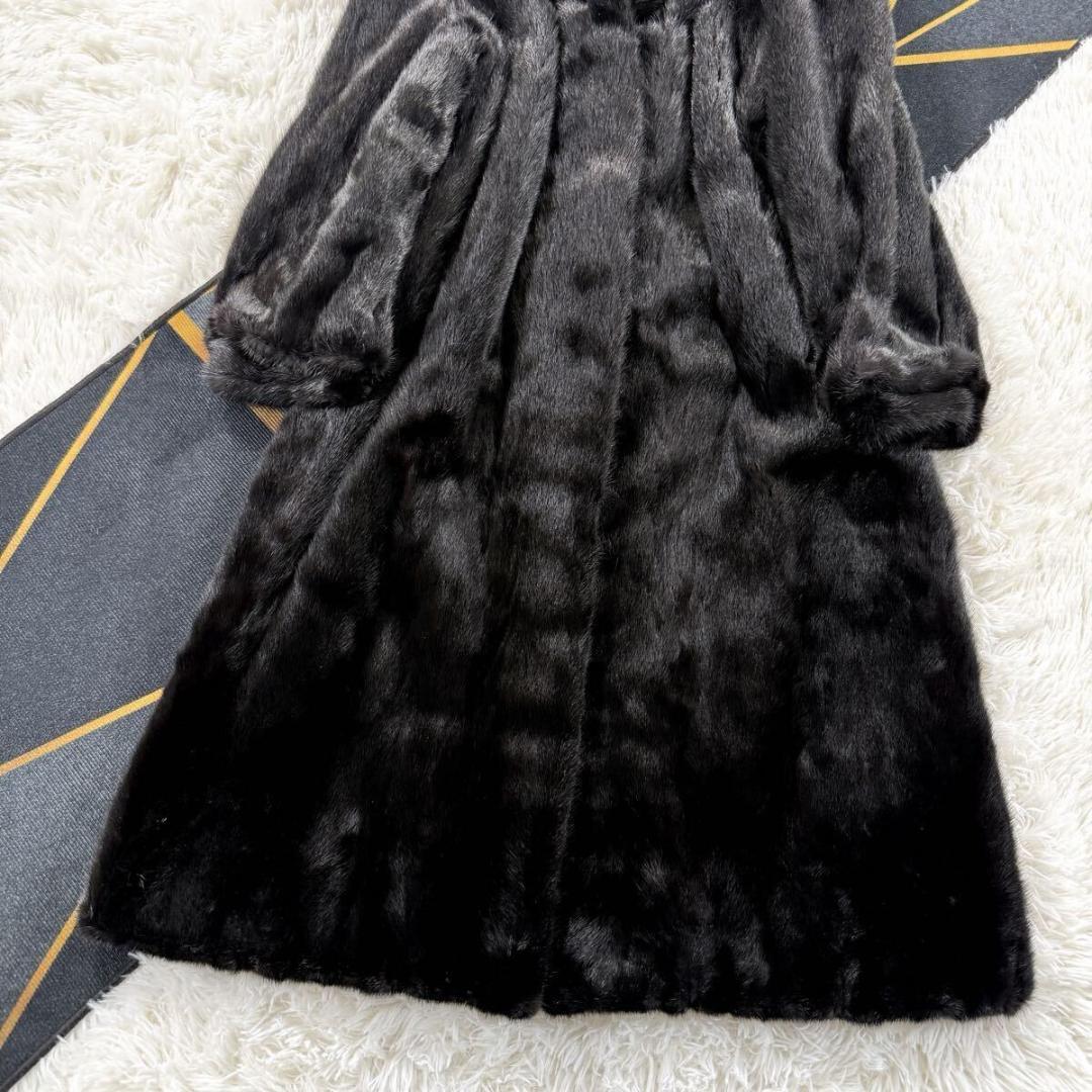 美品 総丈113㎝ サガミンク ブラックミンク コート XL ロング AA190