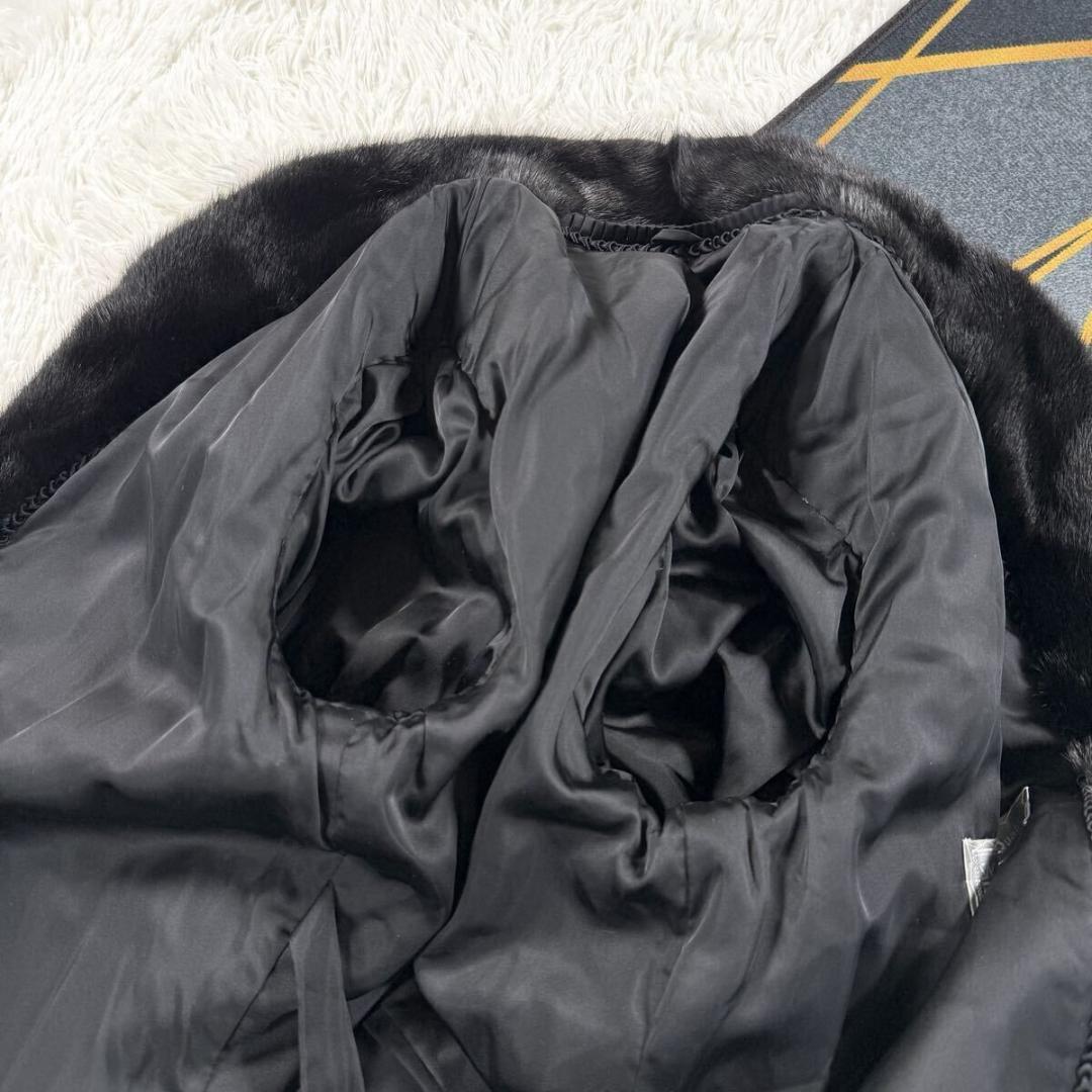 美品 総丈113㎝ サガミンク ブラックミンク コート XL ロング AA190