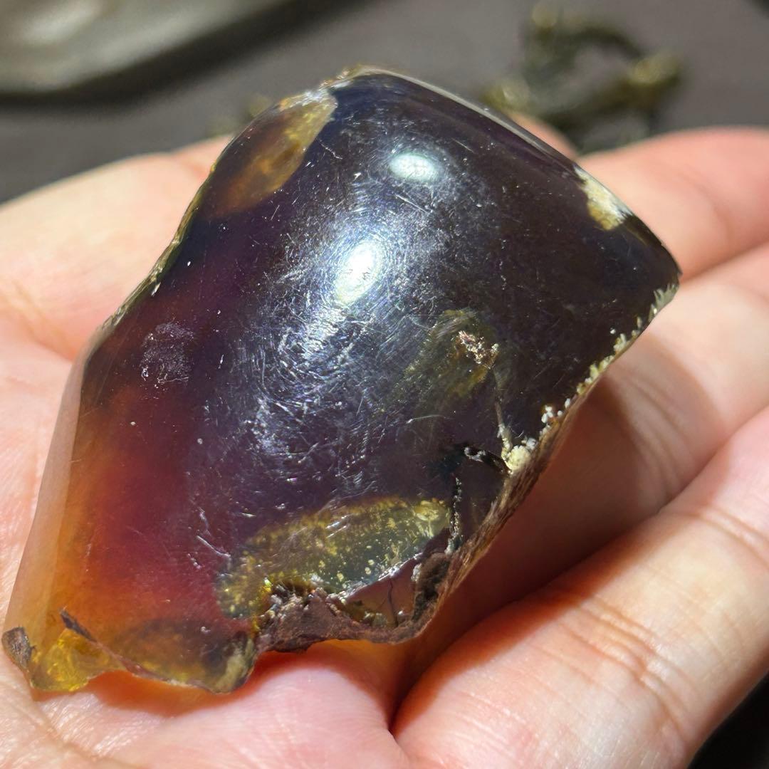 ☆別格高級品！来福開運秘宝⑤！極美！琥珀　ブルー　アンバー　原石