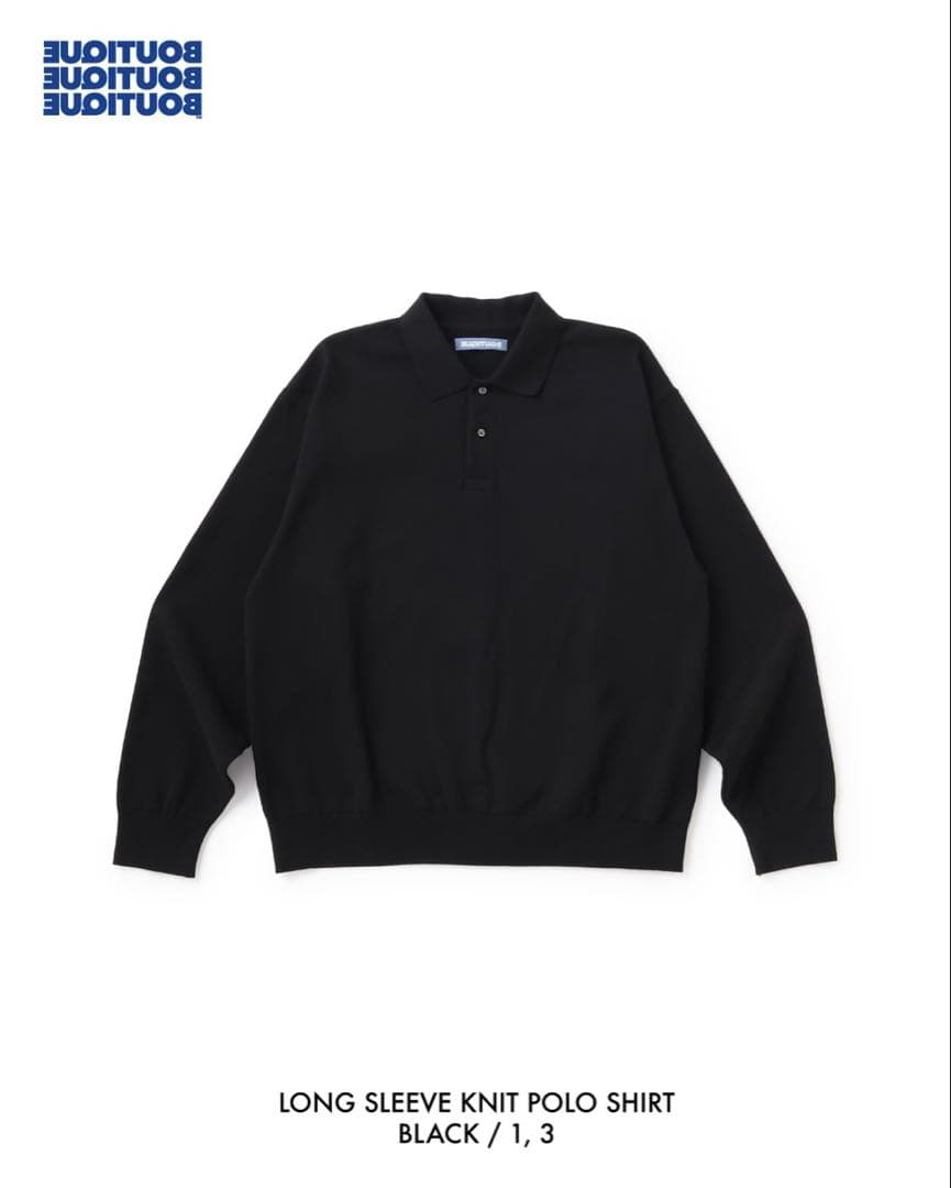 トップス BOUTIQUE LONG SLEEVE KNIT POLO SHIRT