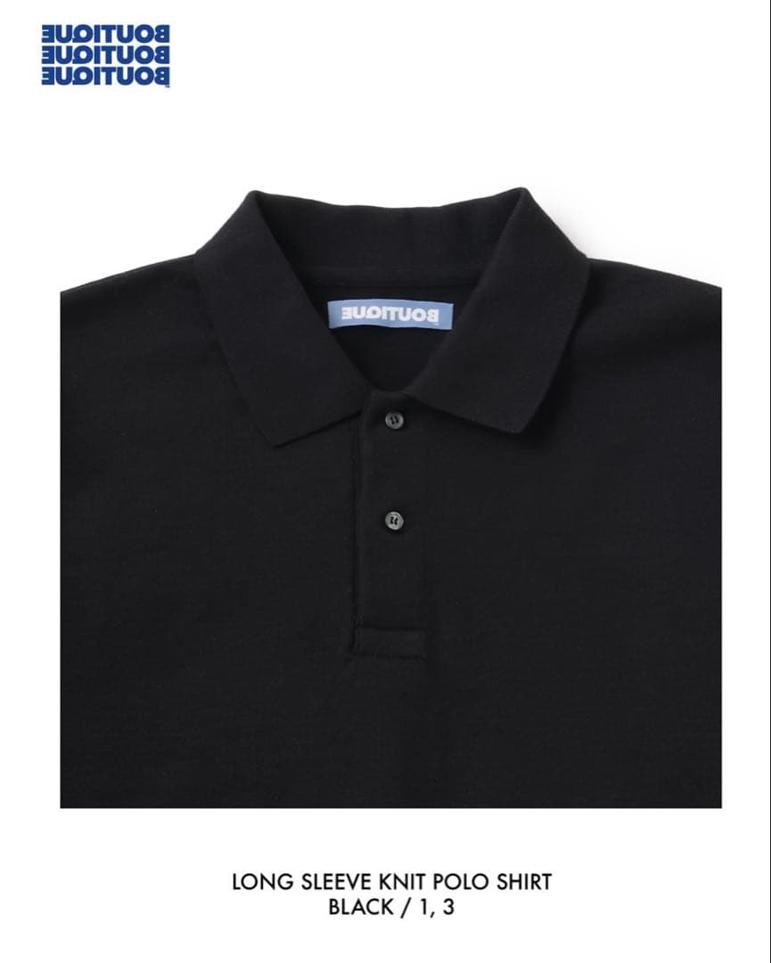 トップス BOUTIQUE LONG SLEEVE KNIT POLO SHIRT