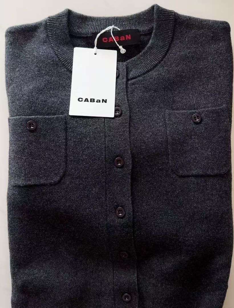未使用品、タグ付きCABaN コットンカシミヤ クルーネックカーディガング