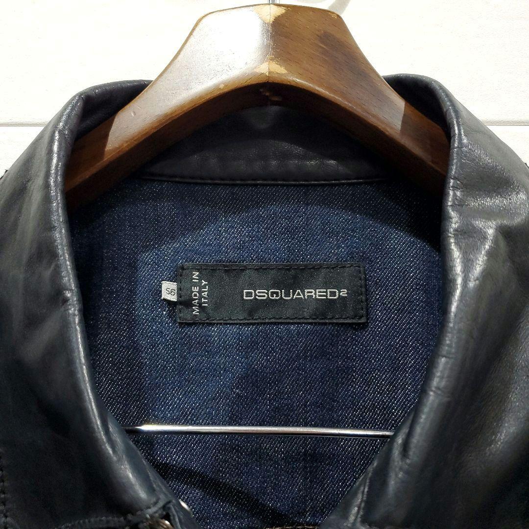 【レア！美品、XL相当】DSQUARED2 レザー切替 デニムジャケット、シャツ